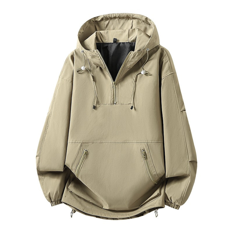 Vielseitige leichte Herren Freizeitjacke in Karamell, als Windbreaker & Outdoorjacke für Frühling & Herbst geeignet.