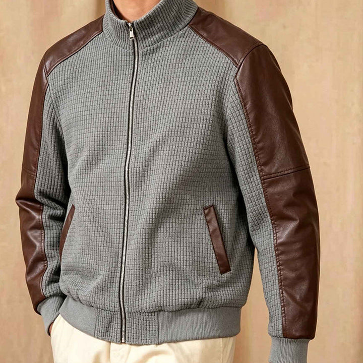 Detailansicht: Hochwertige Herren Freizeitjacke, sportlich, mit Stehkragen & Reißverschluss.