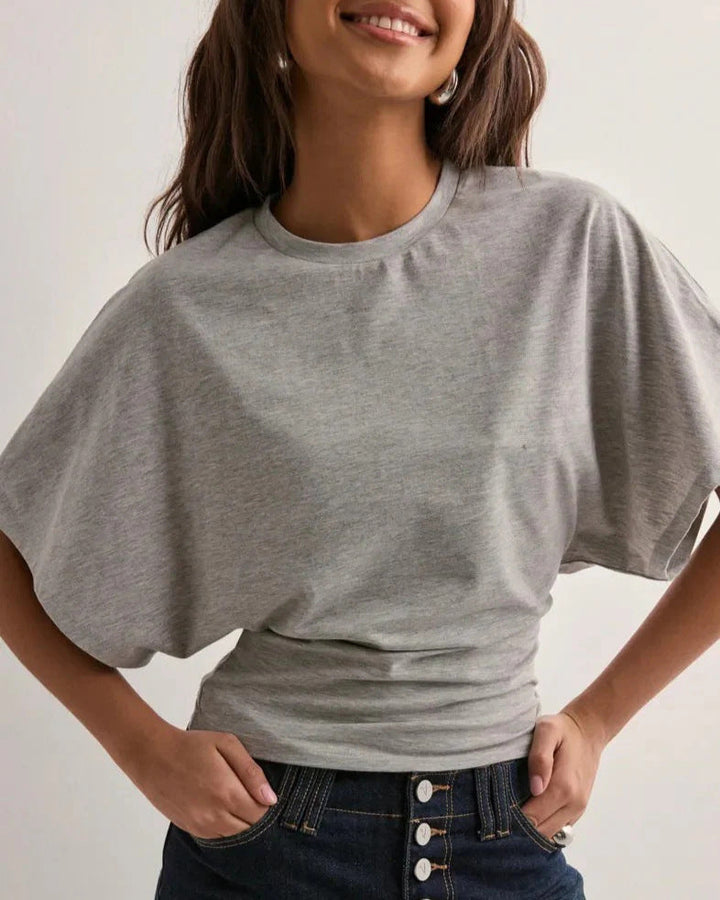 Modernes Damen Langarmshirt mit lockerem Schnitt, Rundhals & Fledermausärmeln, komfortables Oberteil für den Alltag.