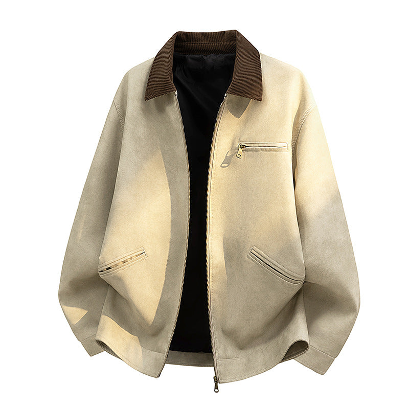 Modische Herren-Stehkragenjacke mit praktischen Taschen, ideal für Freizeit & Alltag im Frühling/Herbst.