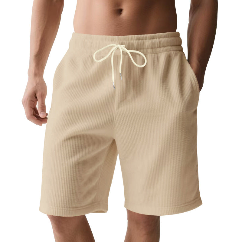 Bequeme Herren Freizeithose in Beige, mit verstellbarem Kordelzug für den perfekten Sitz.