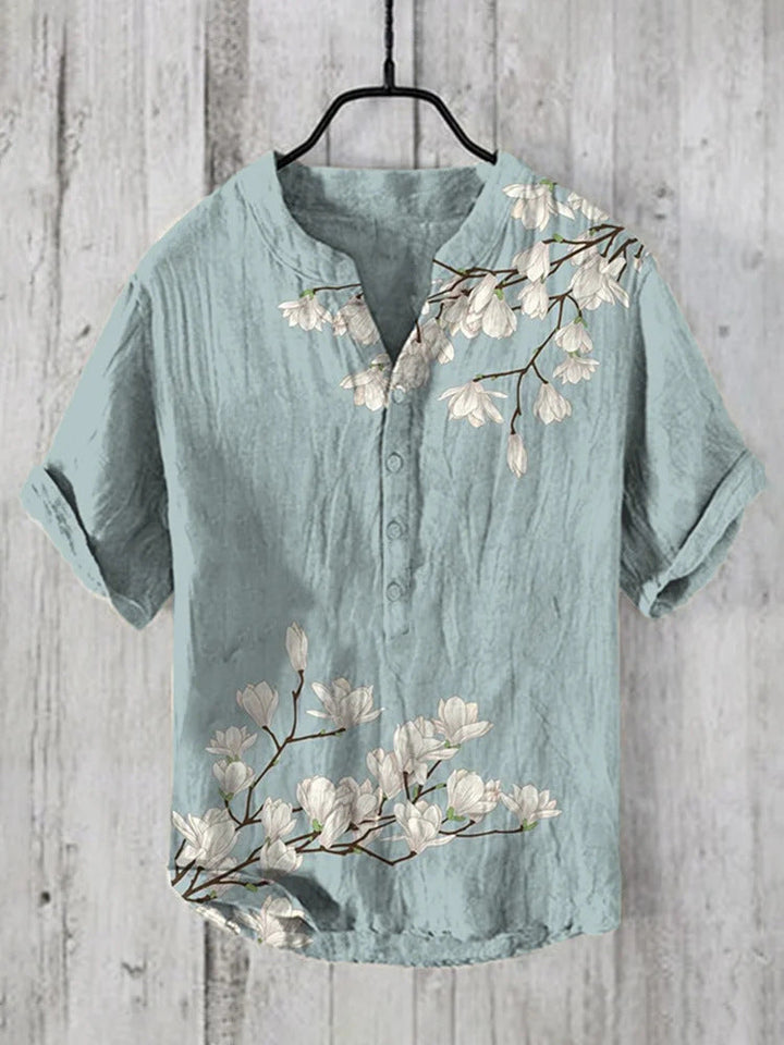 Japanisches Kurzarmhemd für Herren, eleganter Slim Fit, atmungsaktiv für Sommer.