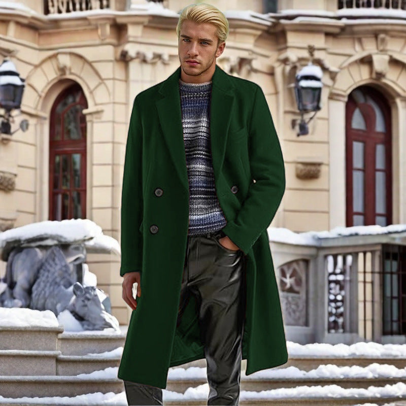 Zeitloser Herren-Doppelreiher Mantel, perfekt für stilvolle Outfits im Herbst/Winter. Warme, elegante Oberbekleidung.