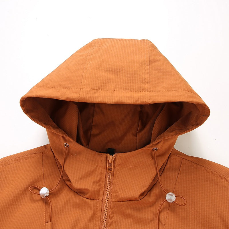 Stylische Khaki Herren Windbreaker-Jacke, leicht & wasserabweisend, perfekt für urbane Abenteuer & Outdoor.