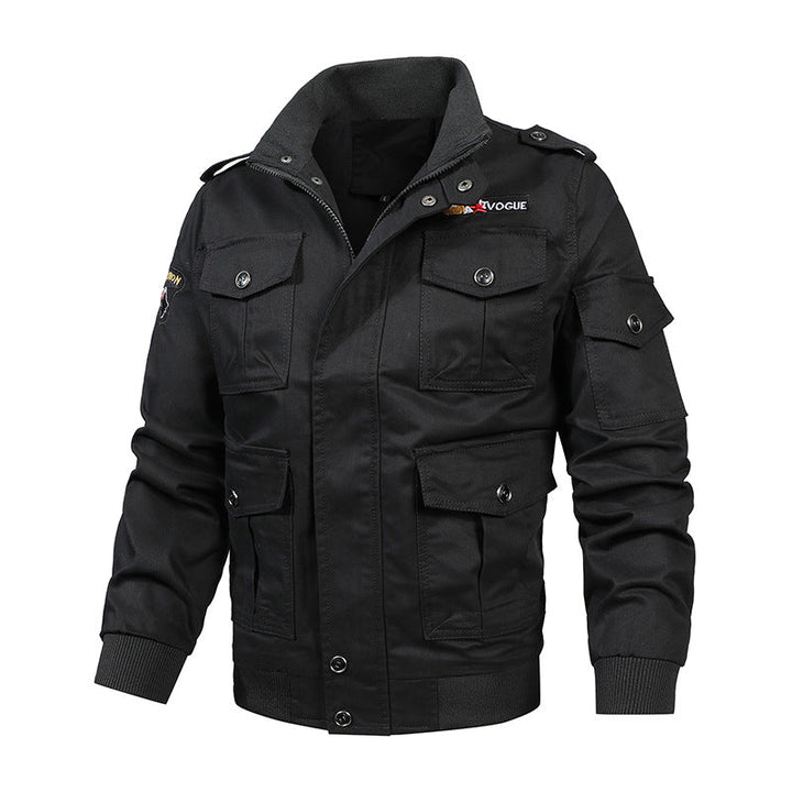 Lässige Herren Utility Jacke khaki, robuste Übergangsjacke mit vielen Taschen für Freizeit & Outdoor.