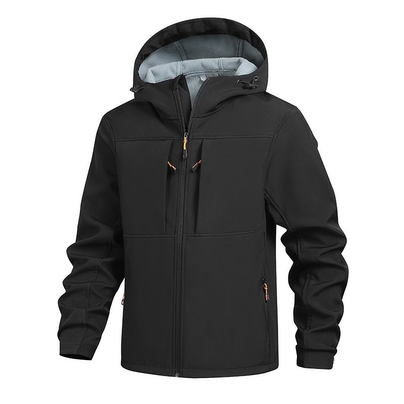 Funktionale Herren Sportjacke mit Kapuze, wind- & wasserdicht, perfekt für Wandern und Freizeit.