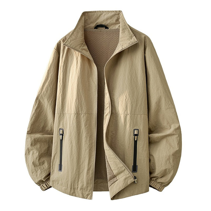 Moderner Herren Sport-Windbreaker, schützt vor Wind & leichtem Regen, mit praktischen Reißverschlusstaschen.