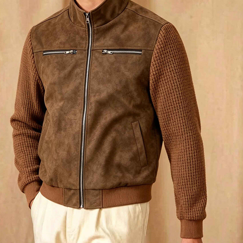 Schwarze Herren Biker-Jacke im modernen urbanen Stil. Perfekt als Übergangsjacke für den Alltag.