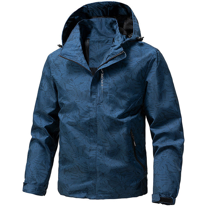 Stylische Herren Freizeitjacke mit Kapuze & modernem Grafik-Print, komfortabel & leicht für Reisen & Frühling.