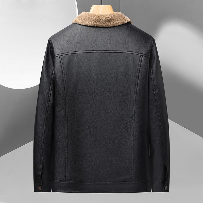 Elegante Freizeitjacke für Herren im Leder-Look, ideal für Herbst und Winter.