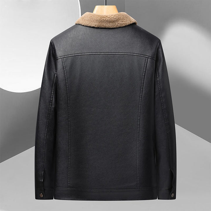 Elegante Freizeitjacke für Herren im Leder-Look, ideal für Herbst und Winter.