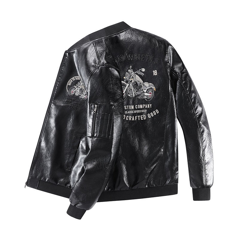 Schwarze Herren Bomberjacke aus Baumwolle mit feinen Stickereien, eine vielseitige Outdoorjacke.