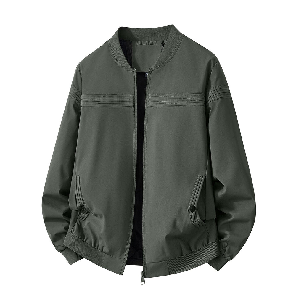 Stylische schwarze Herren Bomberjacke im modernen Schnitt, perfekt als bequeme Freizeitjacke.