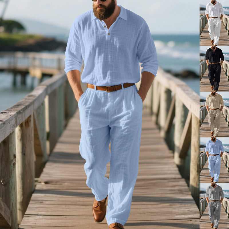 Bequemer Herren Freizeitanzug mit Poloshirt & Hose, perfekt für entspannte Sommertage & Casual-Looks.
