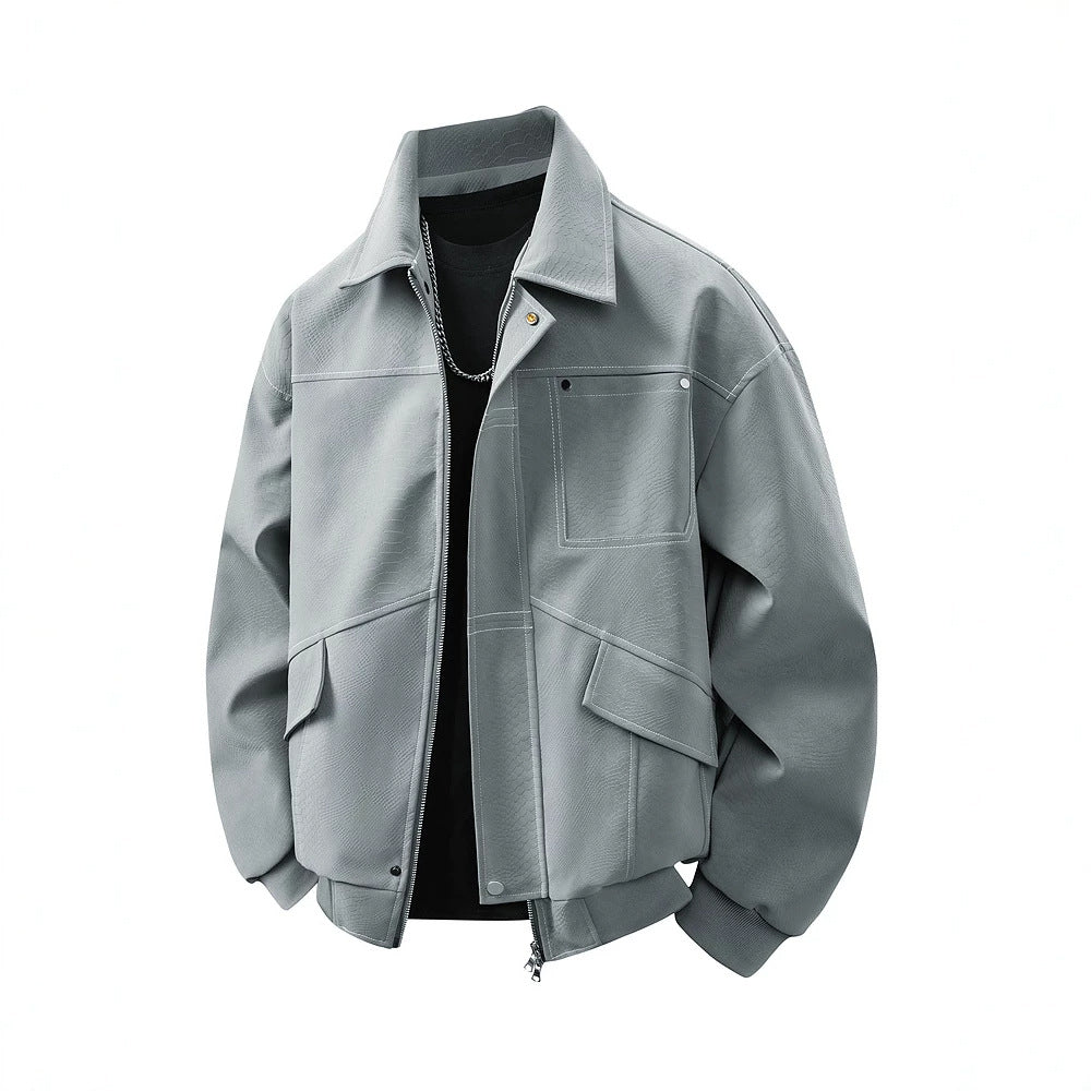 Praktische Herren Taschenjacke in Hellgrau, viele Stautaschen, bequem & stilvoll.