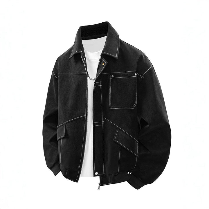 Stilvolle Herren Freizeitjacke in Schwarz mit vielen praktischen Taschen für einen modernen Casual-Look.