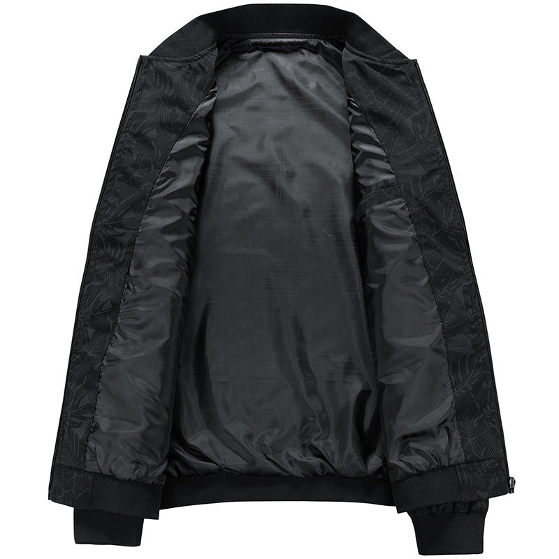 Leichte, atmungsaktive Herren Bomberjacke mit Stehkragen & floralem Muster, ideal als Übergangsjacke.