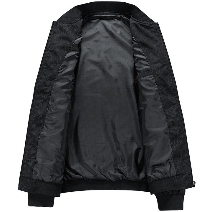 Leichte, atmungsaktive Herren Bomberjacke mit Stehkragen & floralem Muster, ideal als Übergangsjacke.