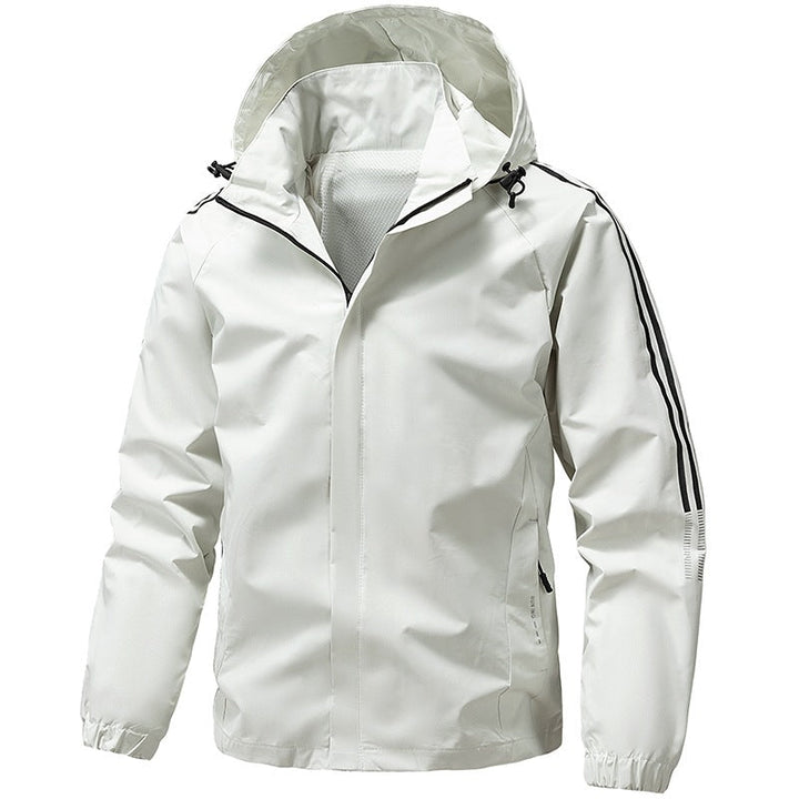 Herren leichte Funktionsjacke mit Kapuze, windabweisend & atmungsaktiv für Outdoor-Sport und Wandern.