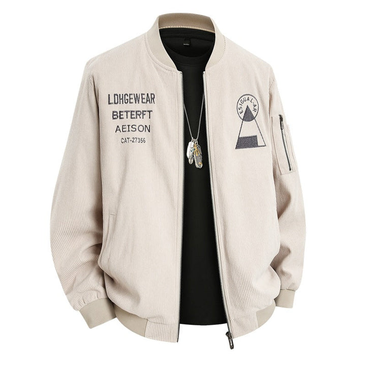 Lässige Herren Bomberjacke in Beige. Bequem und stilvoll für die Freizeit.