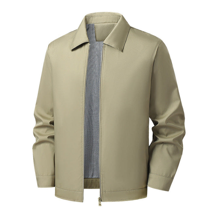 Stylische schwarze Herren Frühlingsjacke mit Reißverschluss, perfekt als leichte Alltags-Outdoorjacke.