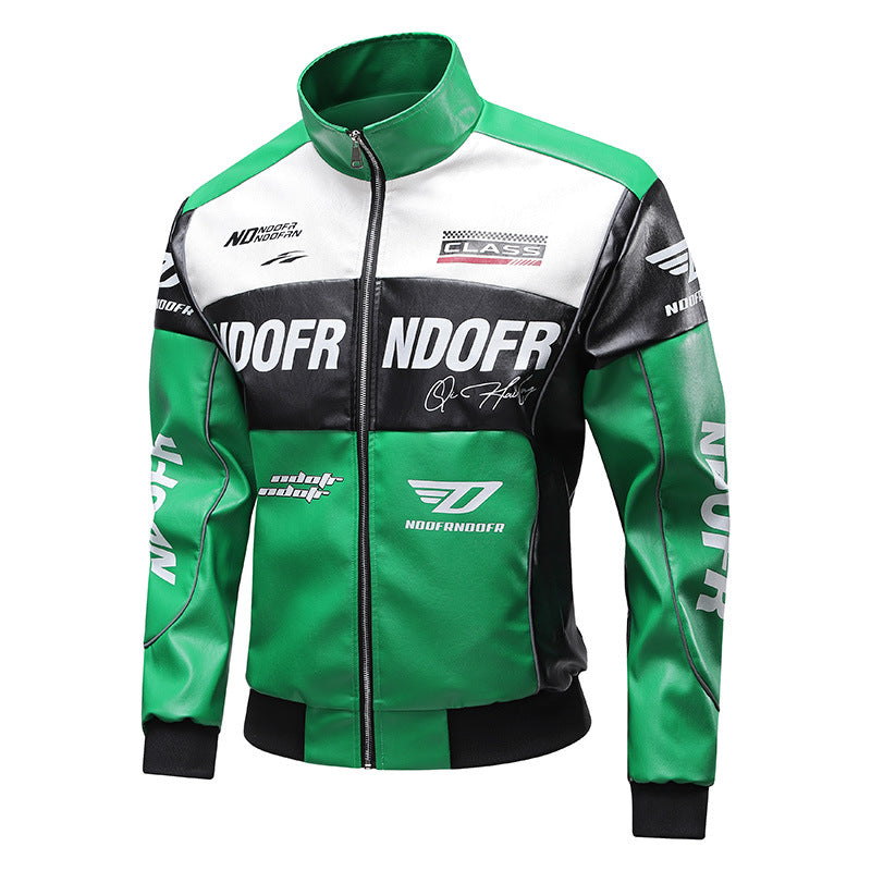 Robuste Herren Bikerjacke, sportliche Übergangsjacke mit Reißverschlüssen und Stehkragen, urbaner Männerstil.