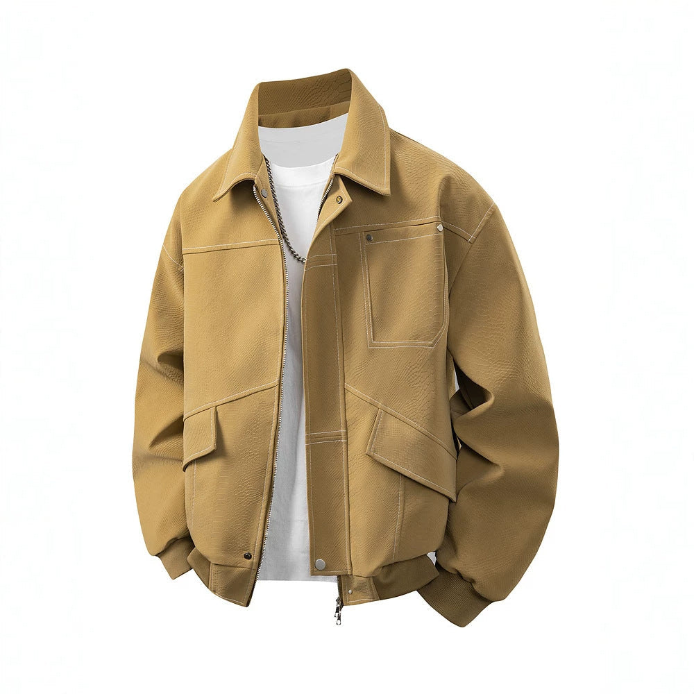 Modische Herren Freizeitjacke in Aprikose, urbaner Stil, perfekt für die Herrenmode.
