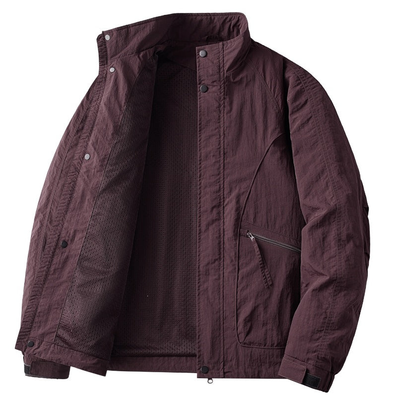 Herren Outdoor-Sportjacke in Lila, leicht. Atmungsaktiv, perfekt für Joggen, Radfahren und Wandern.
