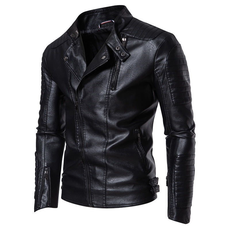 Stylische Herren-Bikerjacke in Kaffee, Übergangsjacke mit Reißverschluss, Casual & Modern.