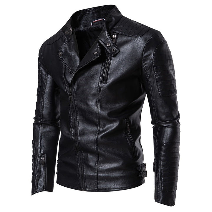 Stylische Herren-Bikerjacke in Kaffee, Übergangsjacke mit Reißverschluss, Casual & Modern.