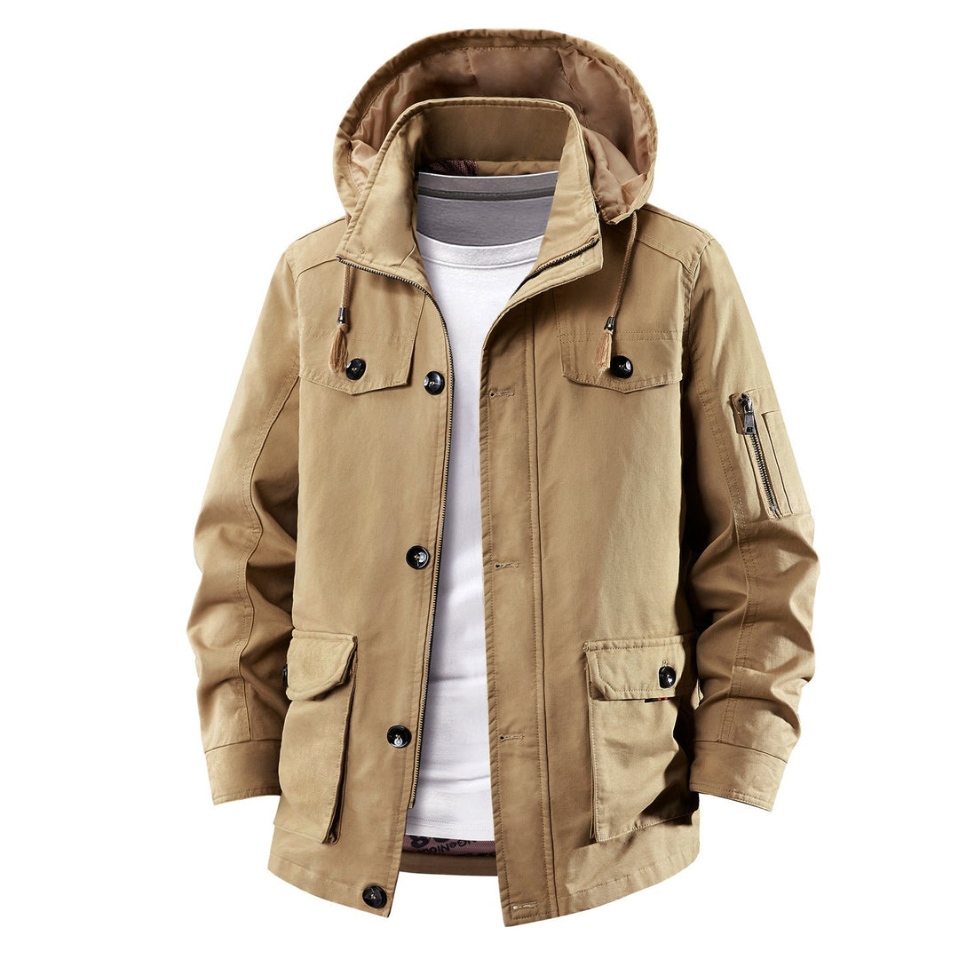 Herren leichte Outdoorjacke mit Kapuze, atmungsaktiv & schnelltrocknend. Ideal für Frühling & Herbst.