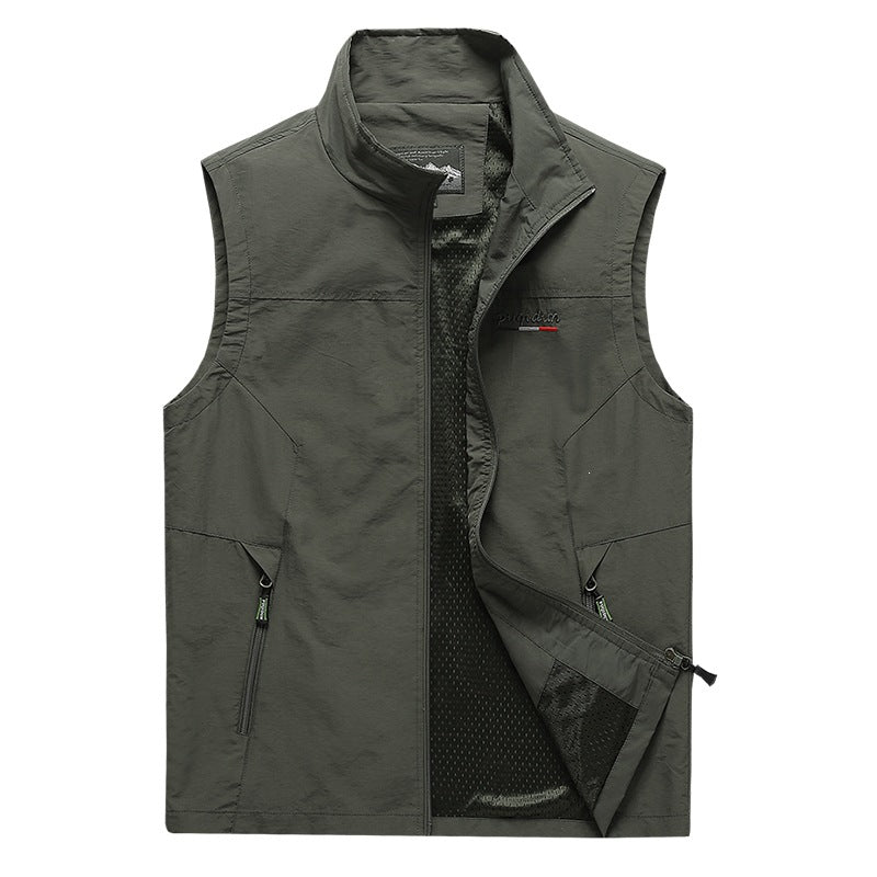 Atmungsaktive leichte Herrenweste mit Kapuze; perfekt für Outdoor-Aktivitäten im Frühling und Herbst.