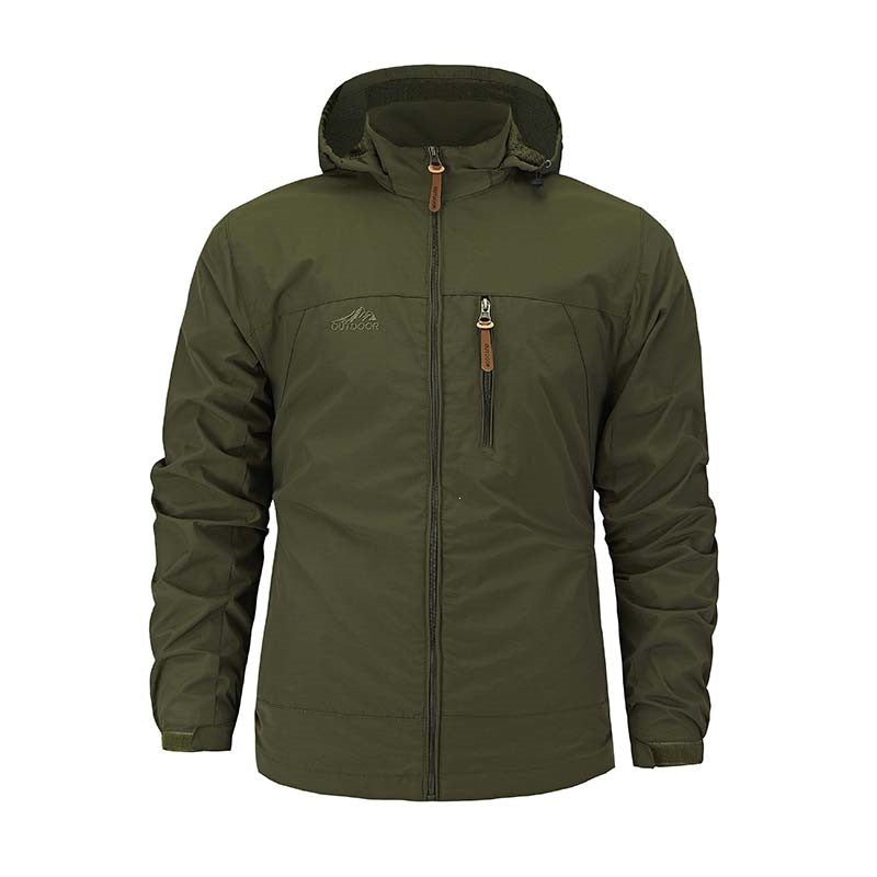 Vielseitige Herren Übergangsjacke mit Kapuze. Winddicht & atmungsaktiv, perfekt für Freizeit und Outdoor.