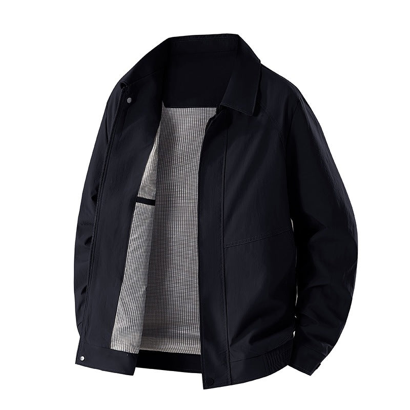 Stilvolle graue Herrenjacke, perfekt für die Freizeit, bietet Wärme und einen modischen Look für Männer.