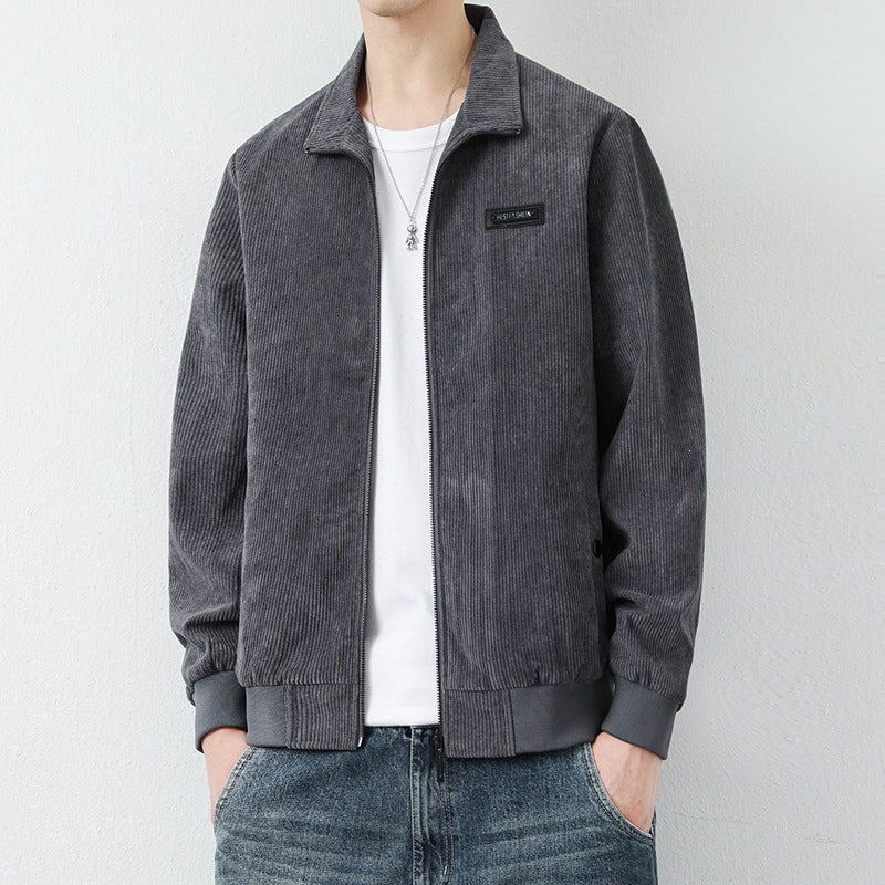 Herren lässige Cordjacke mit Reißverschluss, perfekt für Herbst und Alltag. Modische Übergangsjacke für Männer.