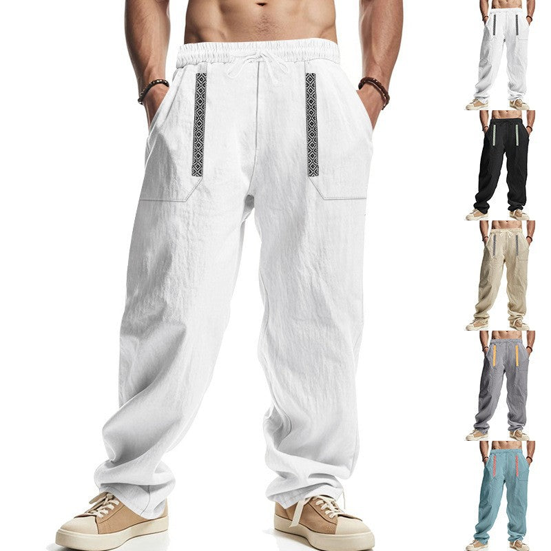 Herren Lässige Cargo-Hose in Beige mit praktischen Seitentaschen, ideal für Alltag & Freizeitmode.