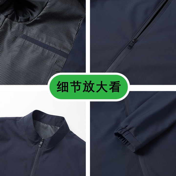 Eleganter Herr trägt bequeme Freizeitjacke. Stilvolle Herrenjacke für Outdoor & Alltag. Modische Übergangsjacke.