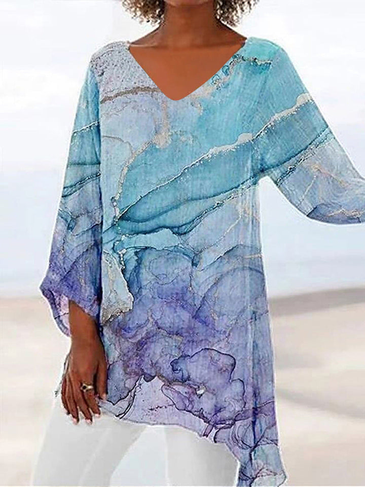Modische Damen Glitzer Tunika Bluse mit weitem V-Ausschnitt, elegant fließend, ideal für Winterpartys.