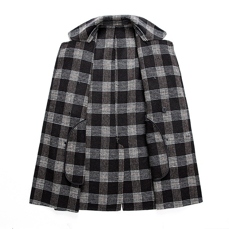 Warmer karierter Doppelbrustmantel für Damen; ideal als Herbst- & Wintermantel oder Übergangsjacke.