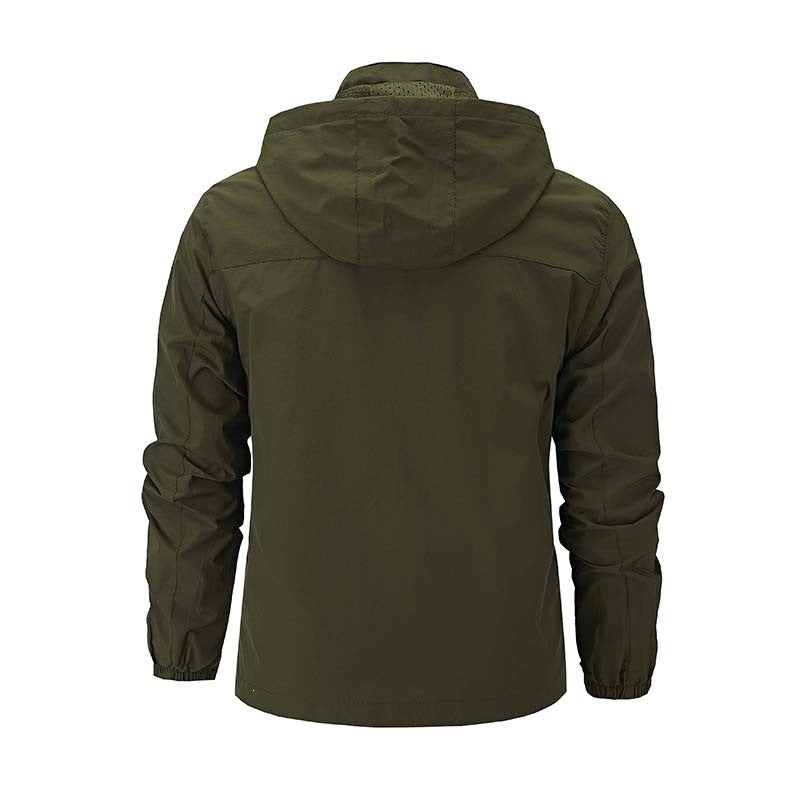 Atmungsaktive Herren Kapuzenjacke, winddicht & wasserabweisend, ideal für Outdoor-Sport und Freizeit.
