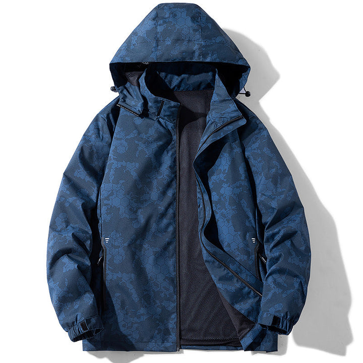Praktische Herren Sportjacke in Grau, wasserabweisend & atmungsaktiv, ideal für aktive Herren.