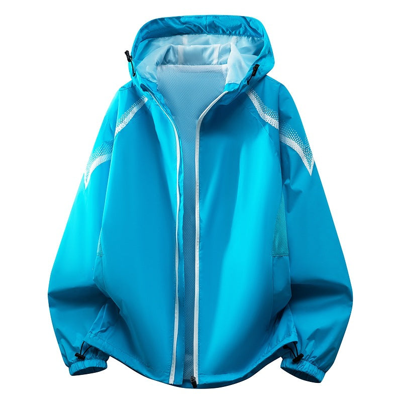 Herren Funktionsjacke mit Kapuze, Grau, reflektierende Elemente, ideal für Freizeit und Sport.