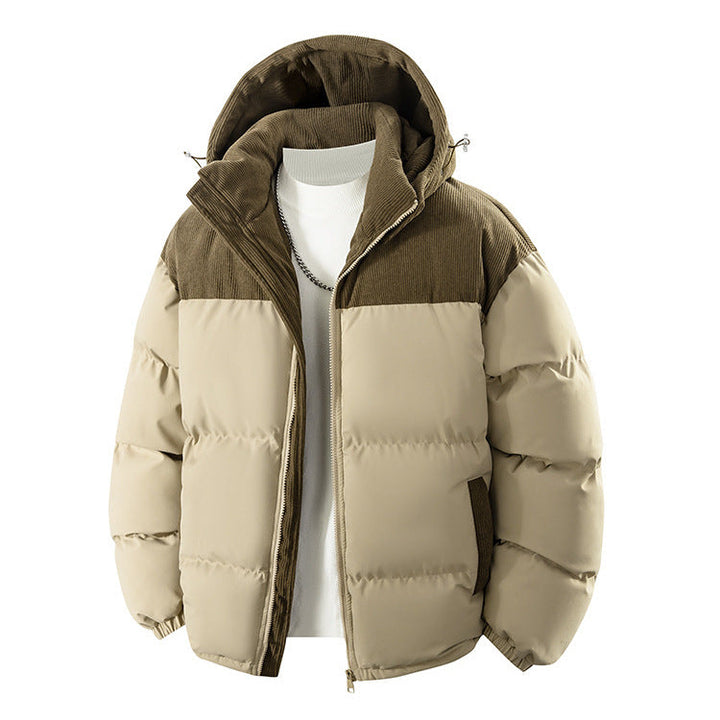 Dunkelblaue Herren Winterjacke, warm & stilvoll, mit Kapuze für optimalen Kälteschutz. Perfekt für Outdoor & Freizeit.