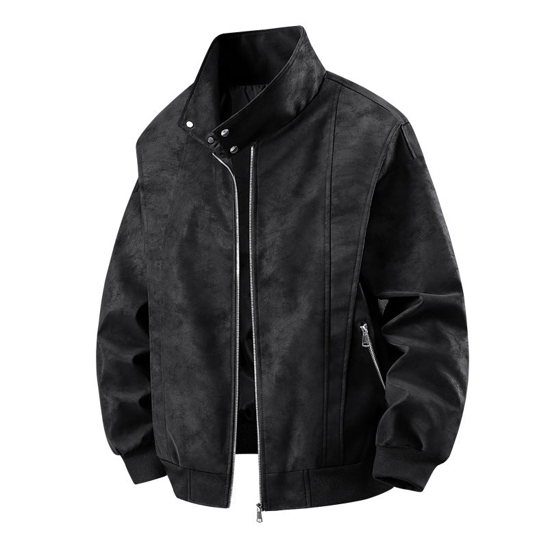 Stilvolle Herrenjacke in Hellgrau im Biker-Look. Moderne Freizeitjacke, vielseitig für Streetwear.