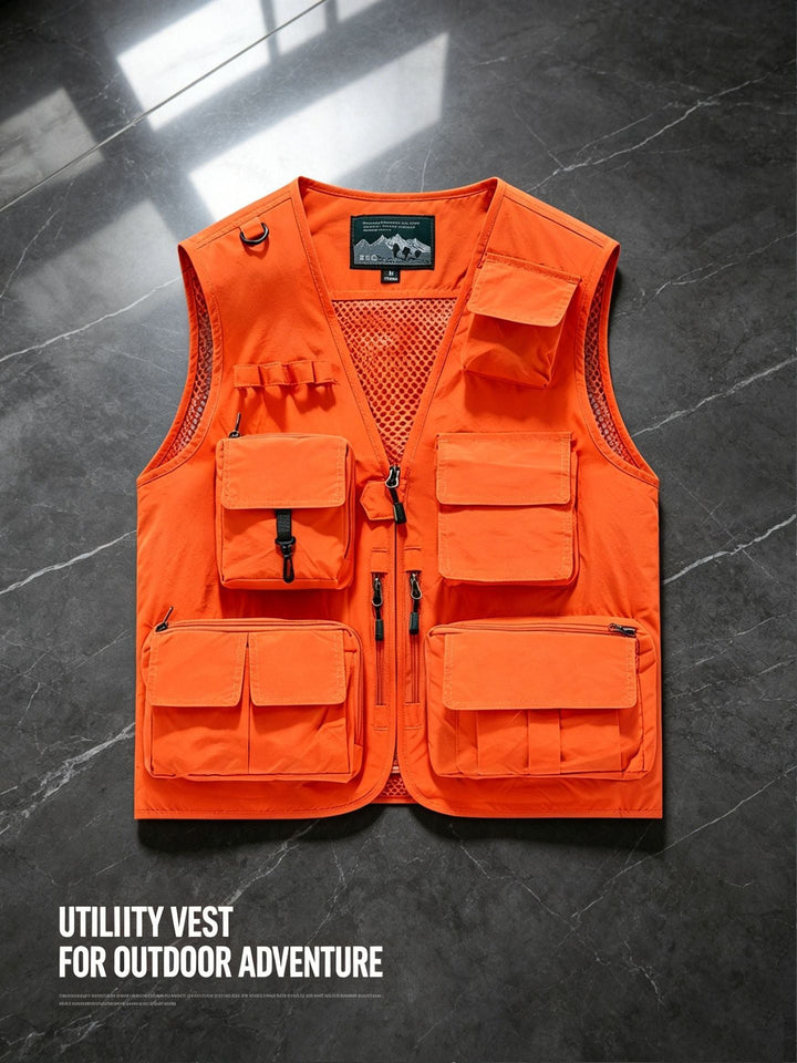 Geräumige Taschenweste, unisex, für umfangreiche Ausrüstung bei Outdoor-Aktivitäten wie Angeln & Wandern.