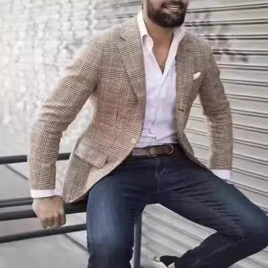 Helles Blauer Slim Fit Blazer: Eleganter Herrenblazer für Frühling & Sommer, stilvolle Männer Mode.
