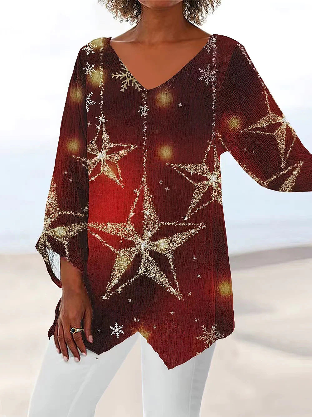 Komfortable, fließende Glitzer Tunika Bluse für Damen, auch in großen Größen, elegant für festliche Events.