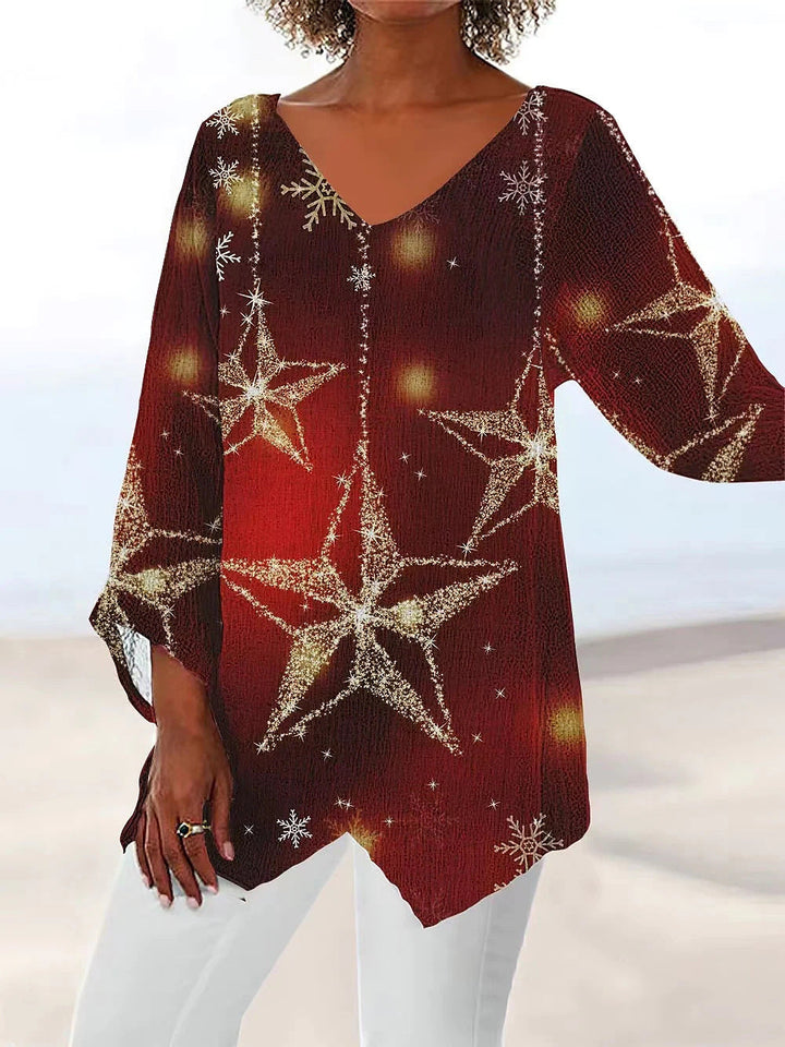 Komfortable, fließende Glitzer Tunika Bluse für Damen, auch in großen Größen, elegant für festliche Events.