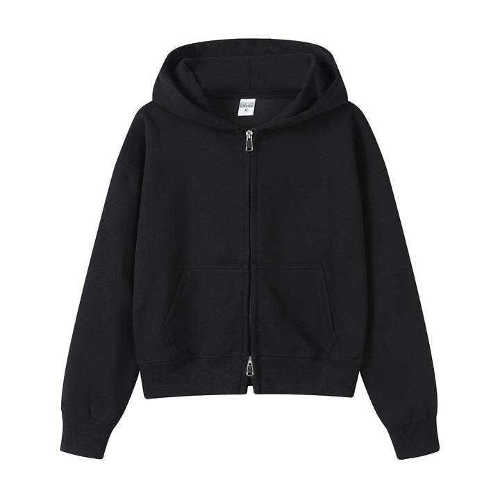 Komfortable und stilvolle Damen Reißverschlussjacke mit Kapuze, für modische Frauen.
