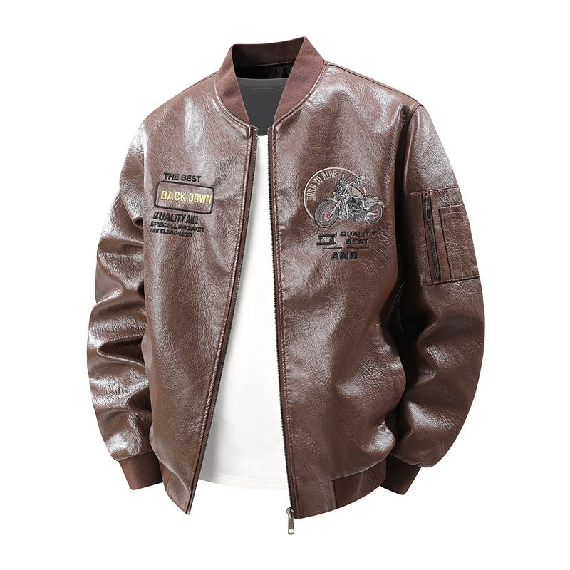 Modische Herren Übergangsjacke mit detaillierten Stickereien, perfekt für Freizeit und Alltag.